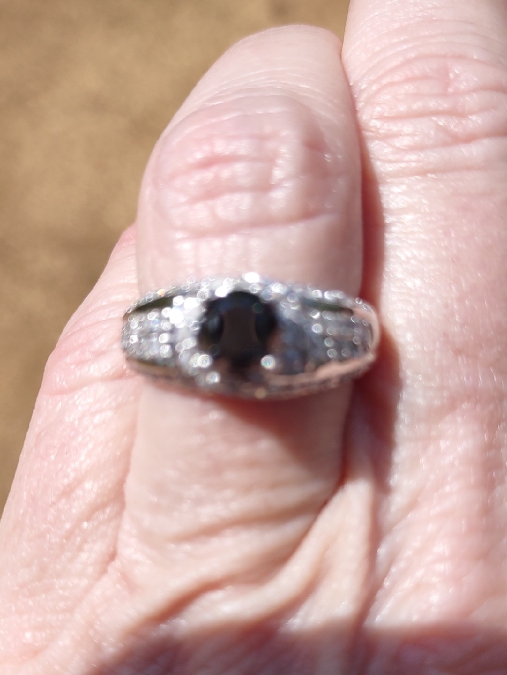 Black And Clear Natural Diamond Ring 10kt White Gold, Nwt, 6.5 - Picture 4 of 16